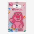 Once Upon Magic Disneyland Paris Lotso Gummy pin, a translucent pink bear from Toy Story, with a glossy finish.