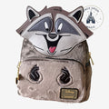 Once Upon Magic Loungefly Meeko plush mini backpack featuring Meeko's smiling face and embroidered paws.
