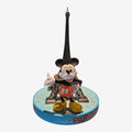 Once Upon Magic Mickey Mouse figurine with Eiffel Tower, wearing orange shorts and yellow shoes, on a blue base with 'Disneyland Paris' text.