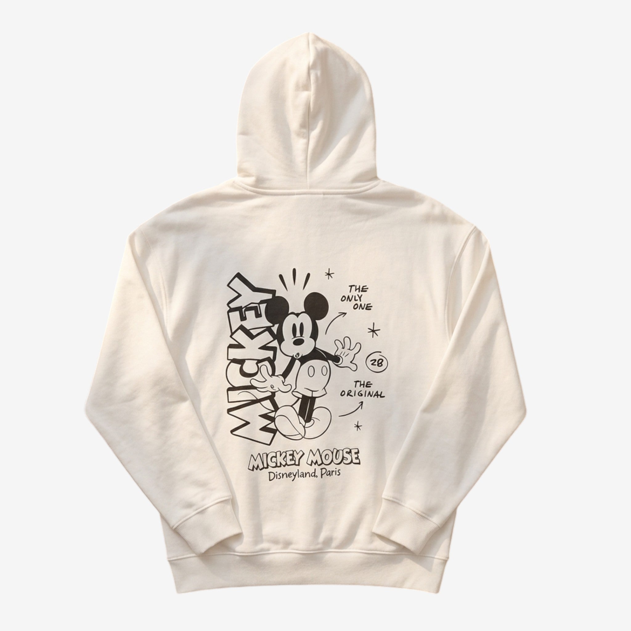 Once Upon Magic cream hoodie with retro Mickey Mouse graphic and Disneyland Paris text.