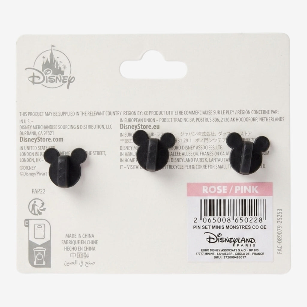 Once Upon Magic's set of three black enamel pins featuring Mickey Mouse ears, perfect for Disney fans and collectors.