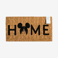 Once Upon Magic natural coir doormat with black Mickey Mouse ears replacing the 'O' in 'HOME'.
