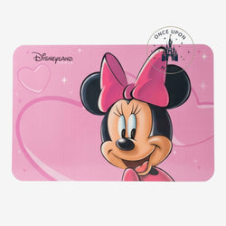 Once Upon Magic pink Minnie Mouse placemat with hearts and stars, Disneyland Paris logo.