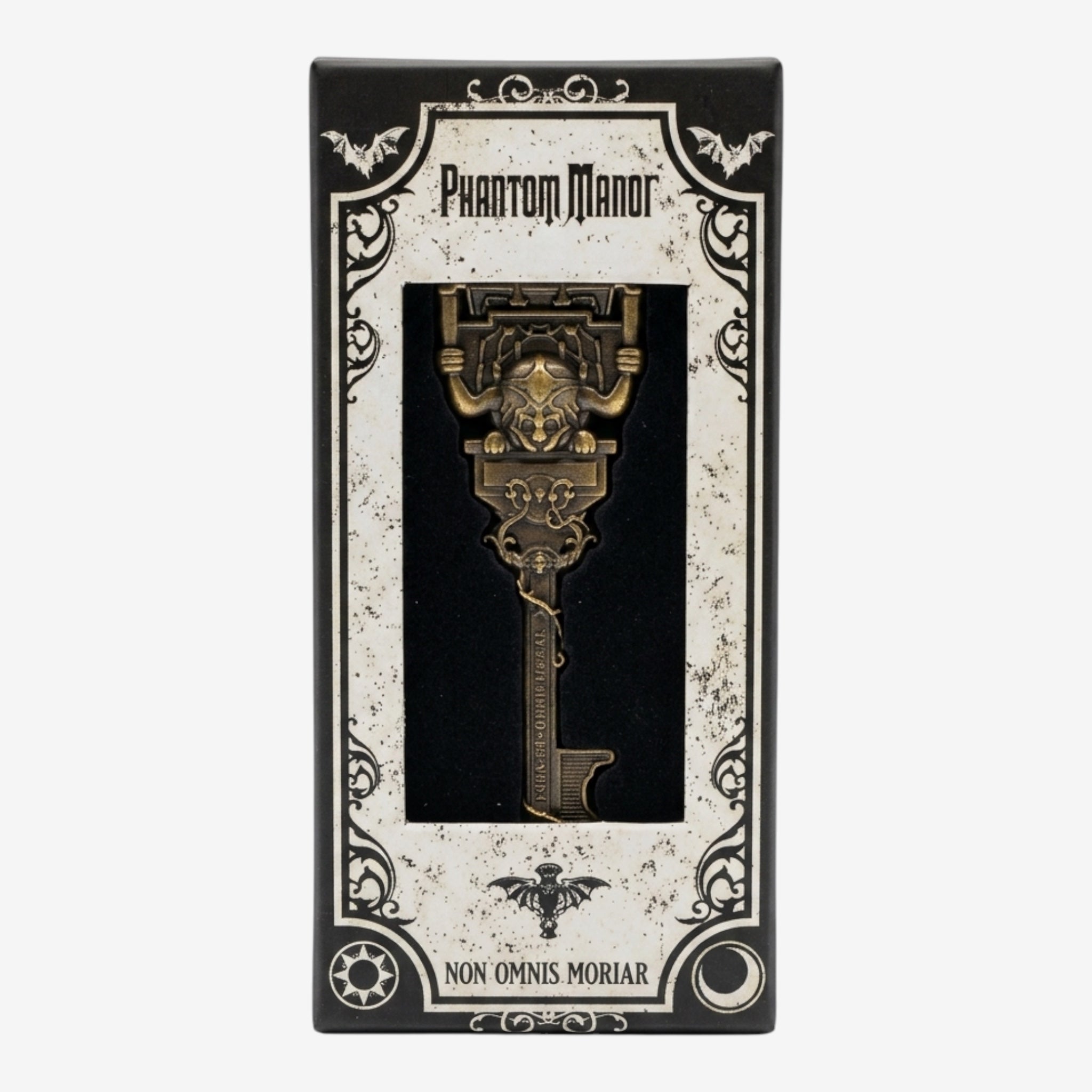 Once Upon Magic Phantom Manor collectible key with gothic design and metallic finish, inspired by Disneyland Paris attraction.