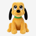 Once Upon Magic Pluto plush toy, yellow with black ears and green collar, soft and cuddly Disney character.