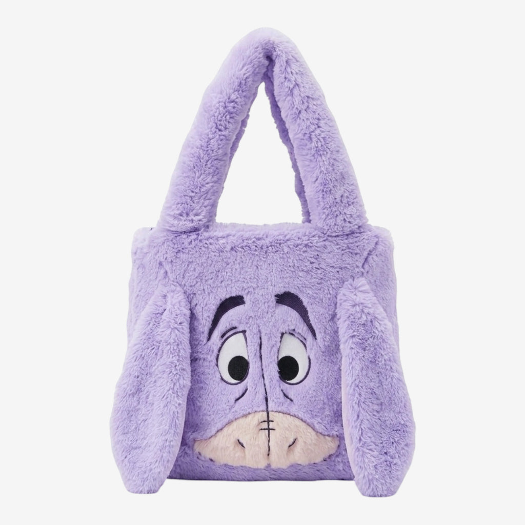 Once Upon Magic purple plush Eeyore crossbody bag with iconic sad expression and floppy ears, exclusive Disneyland Paris.