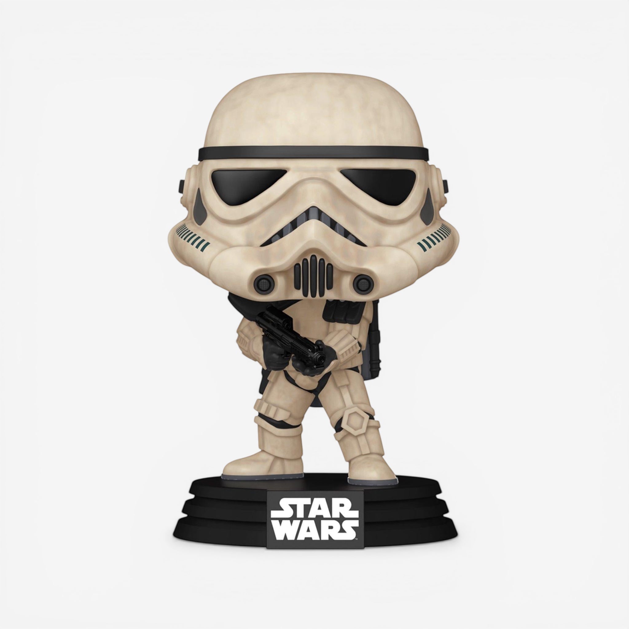 Once Upon Magic Star Wars Sandtrooper Funko Pop! vinyl bobblehead, inspired by deleted scene. Beige armor, black visor, holding blaster.