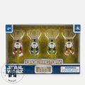 Once Upon Magic Star Wars Droid Factory BDX Droids set featuring four collectible figures in red, blue, green, and orange.