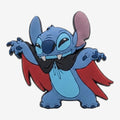 Once Upon Magic Stitch magnet dressed as a vampire with a black and red cape and fangs.
