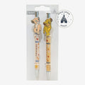 Lot de 2 stylos rétractables Once Upon Magic Le Roi Lion, Simba et Nala enfants, corps décoré motifs savane et noms, finitions argentées.