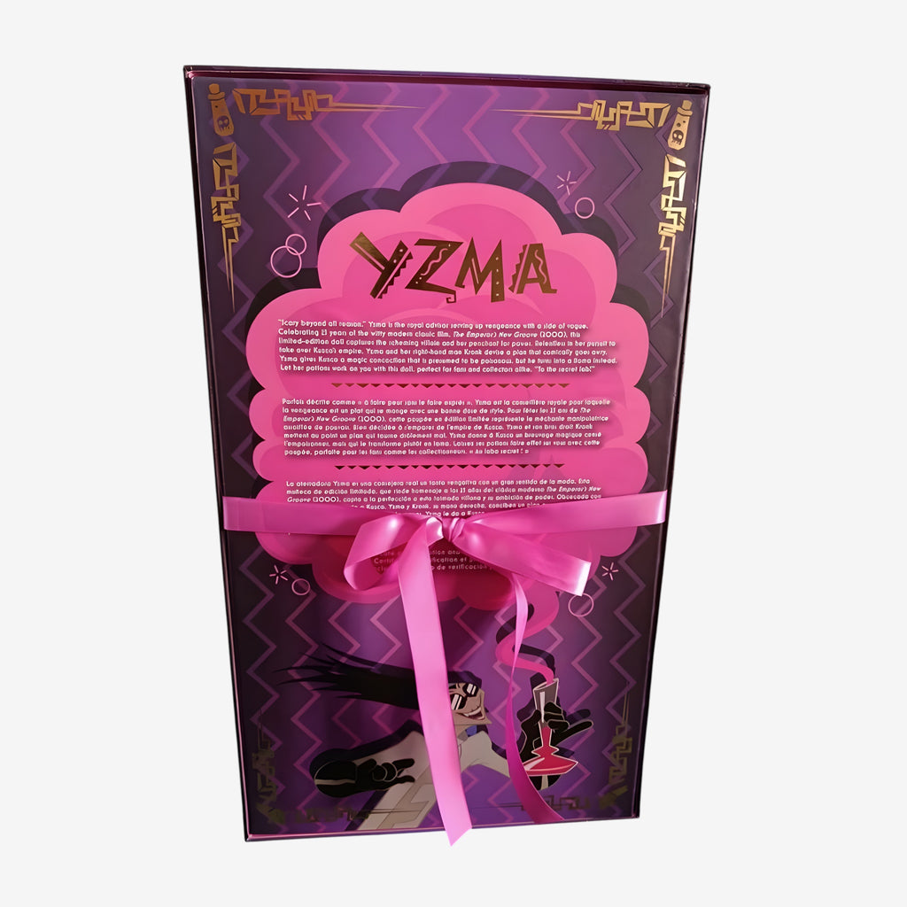 Once Upon Magic Yzma limited edition doll in art deco packaging, celebrating 25 years of The Emperor's New Groove.