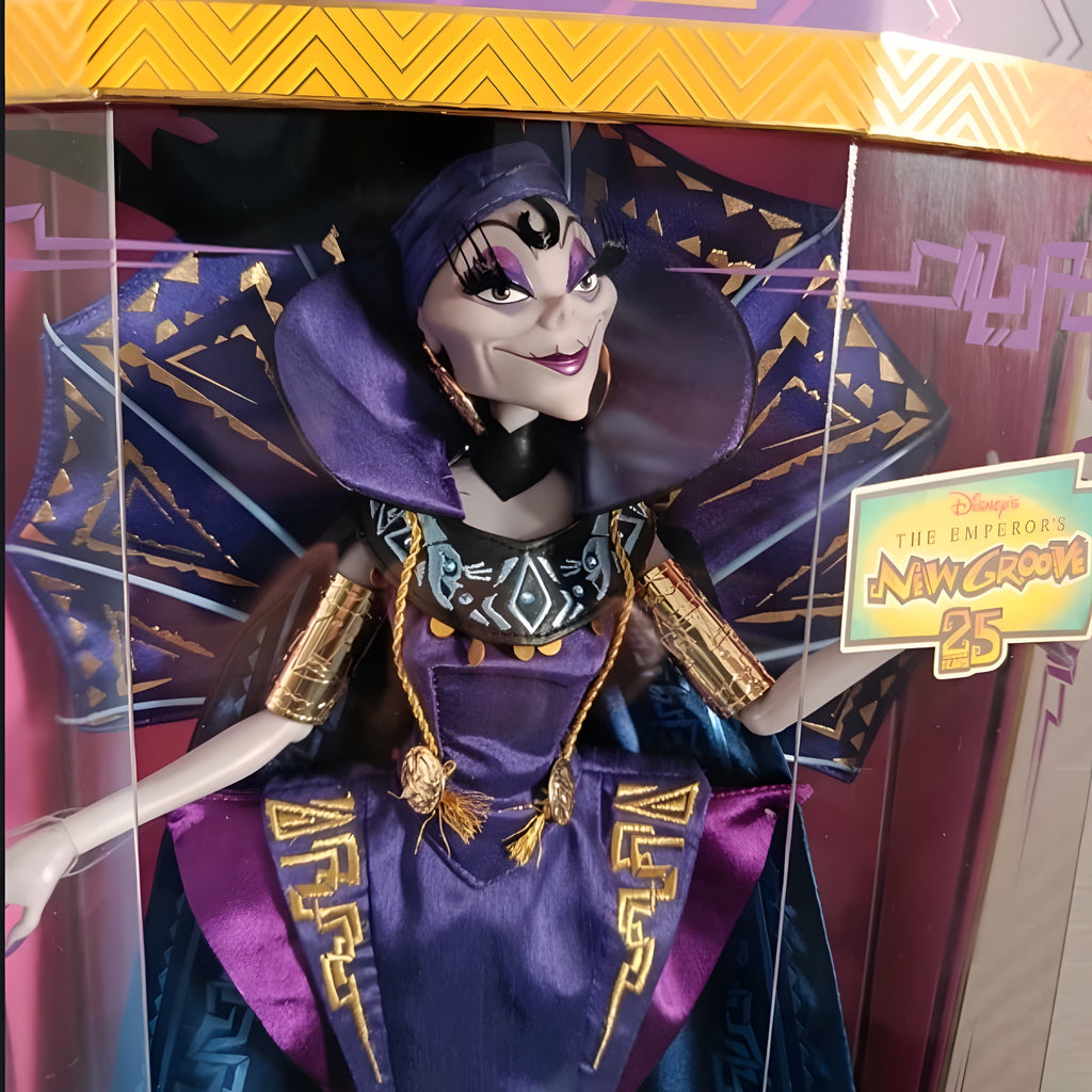 Once Upon Magic limited edition Yzma doll from Disney's The Emperor's New Groove, 25th anniversary, in art deco purple and gold costume.