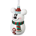 Ornement Arribas Mickey bonhomme de neige sur fond blanc