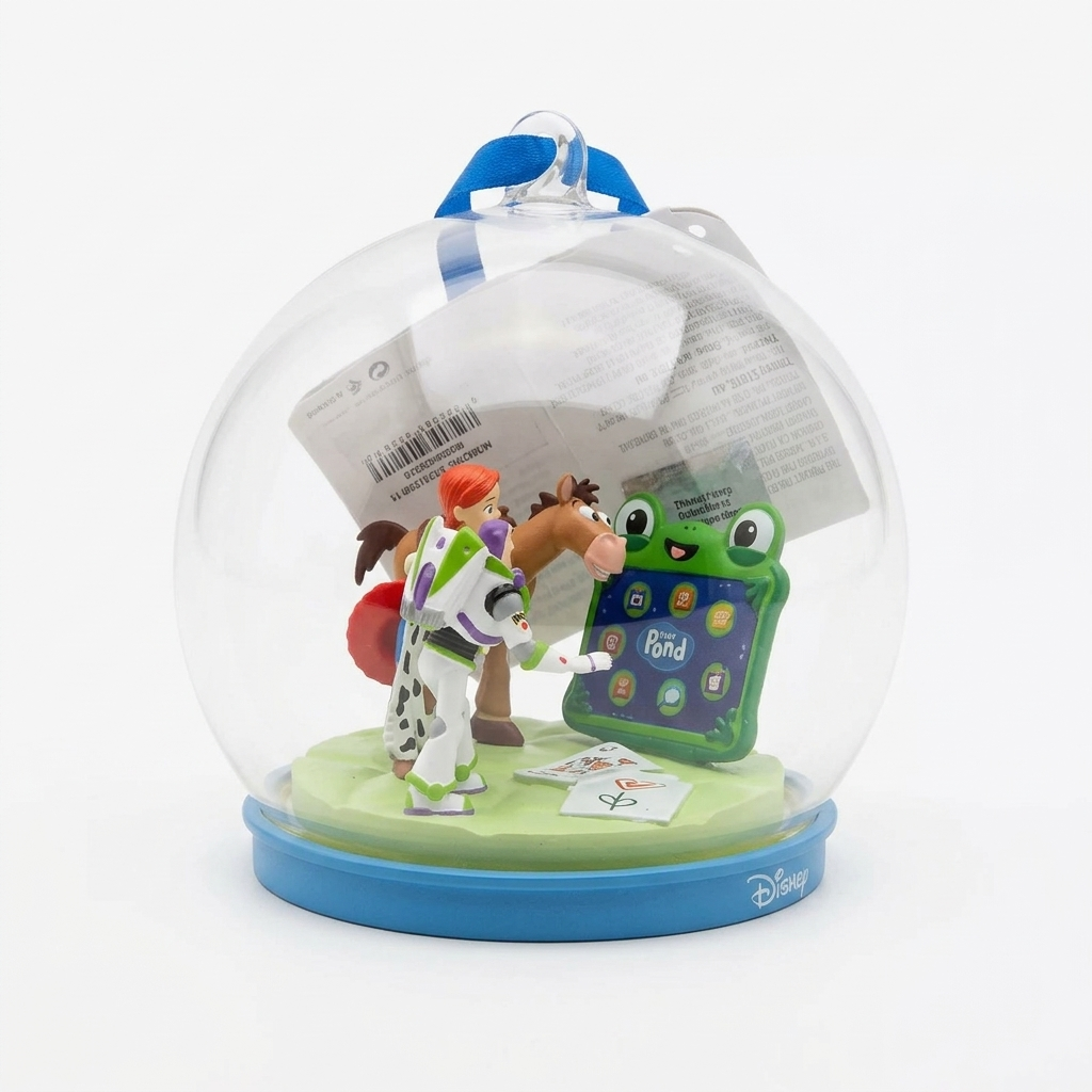 Ornement de Noël Toy Story avec écran de jeu, Buzz l'Éclair, Jessie et Pile-Poil – vue arrière – Disneyland Paris