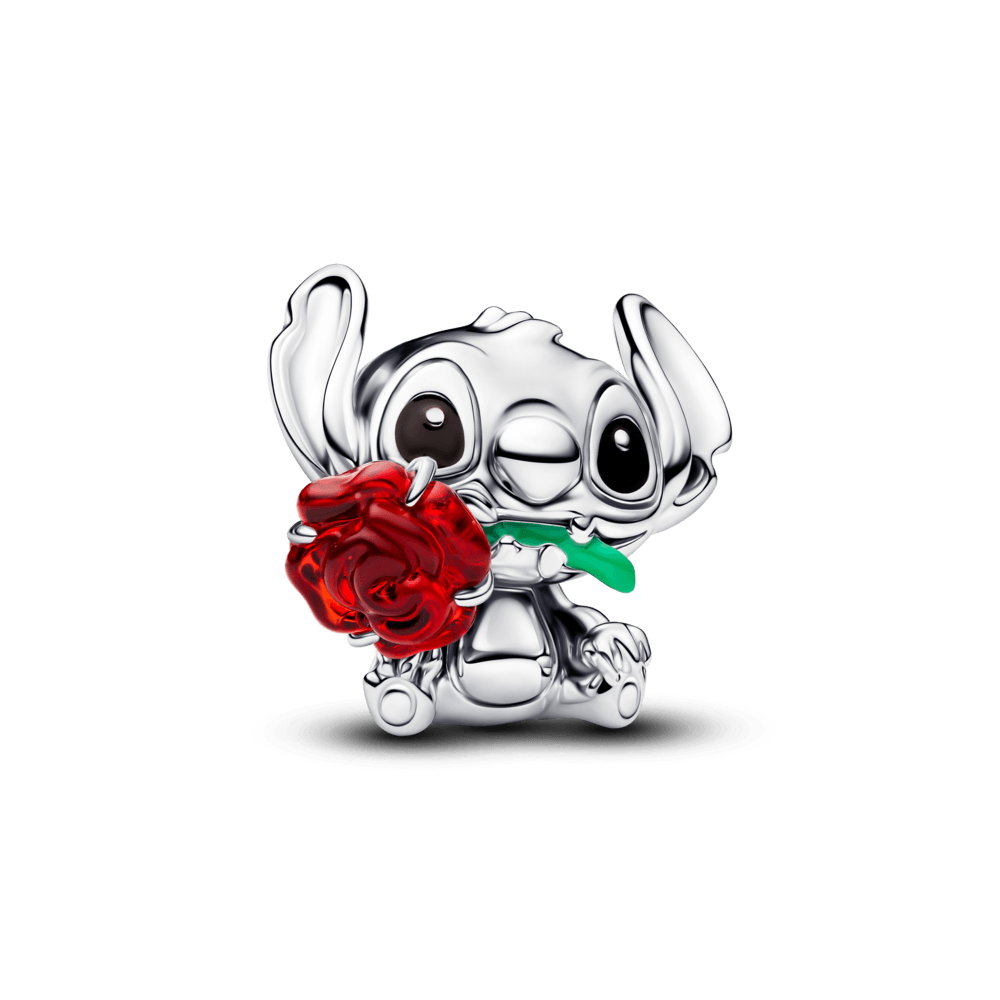 Charm Pandora Disney Stitch et Rose en verre de Murano 794378C01