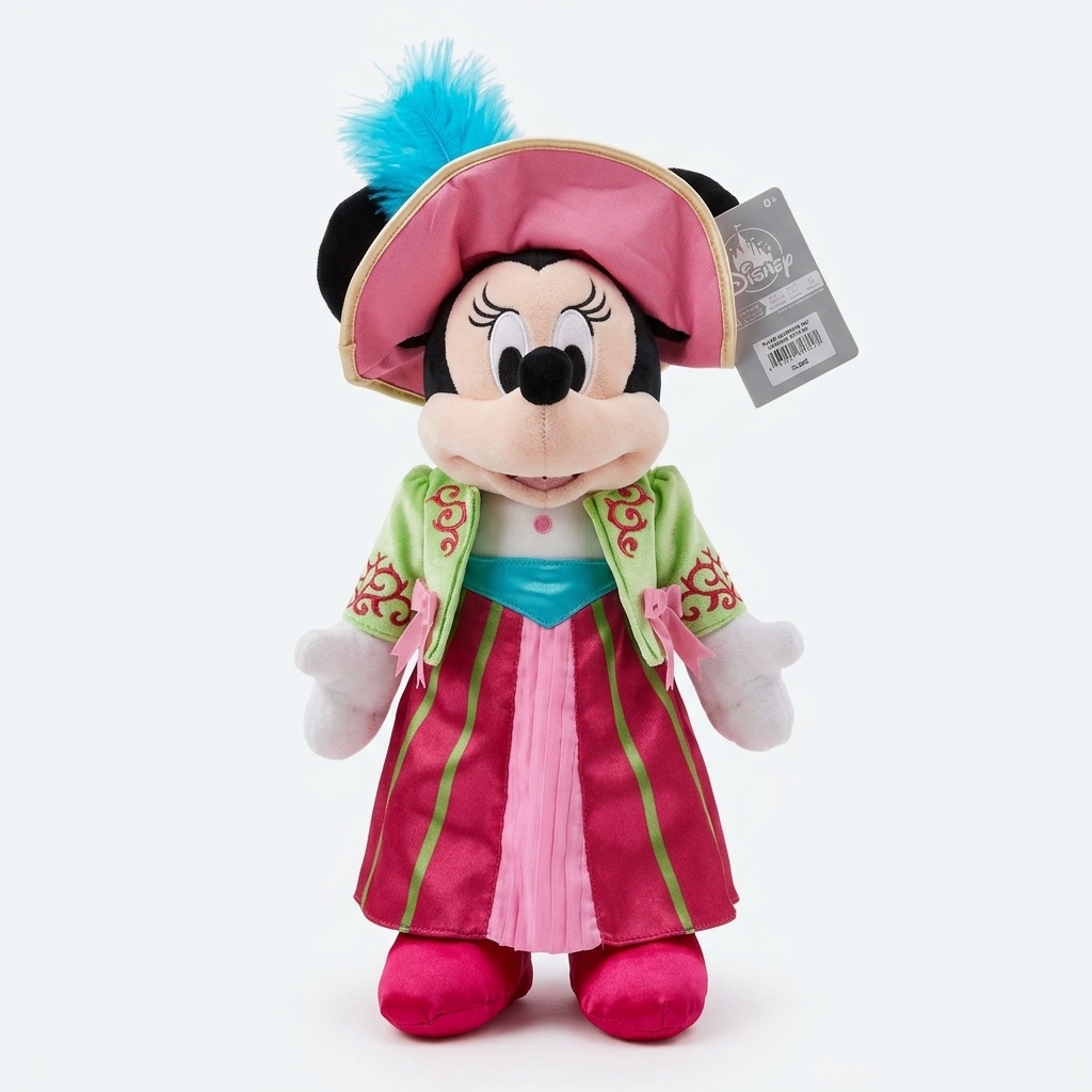 Peluche Minnie Mouse Adventure Bay – Disneyland Paris, vue de face avec étiquette