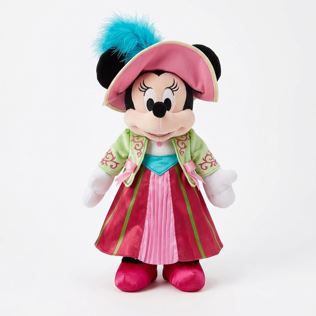 Peluche Minnie Mouse Adventure Bay en tenue victorienne – Disneyland Paris, vue de face