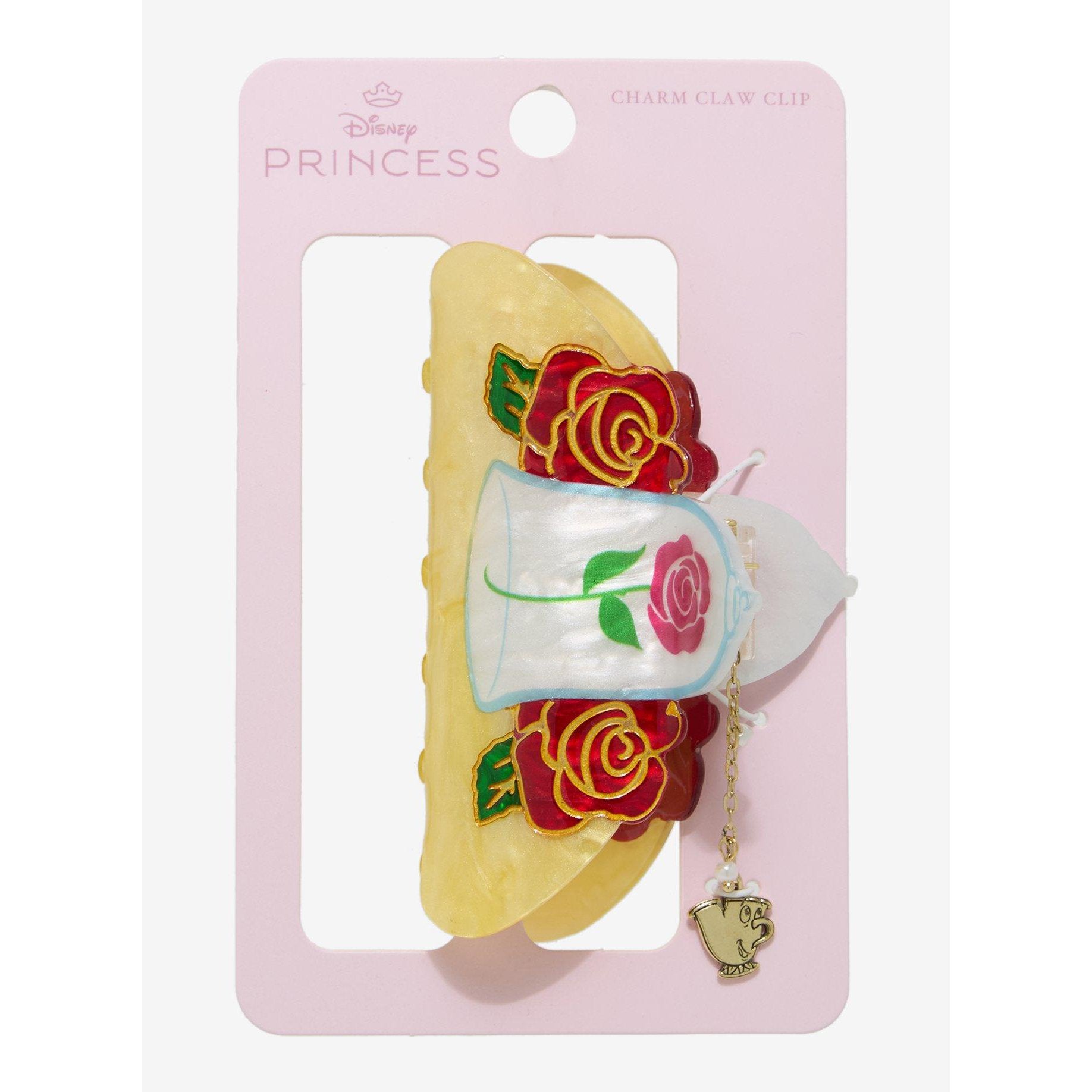 Pince à cheveux Belle roses et charm Zip Disney - vue de face