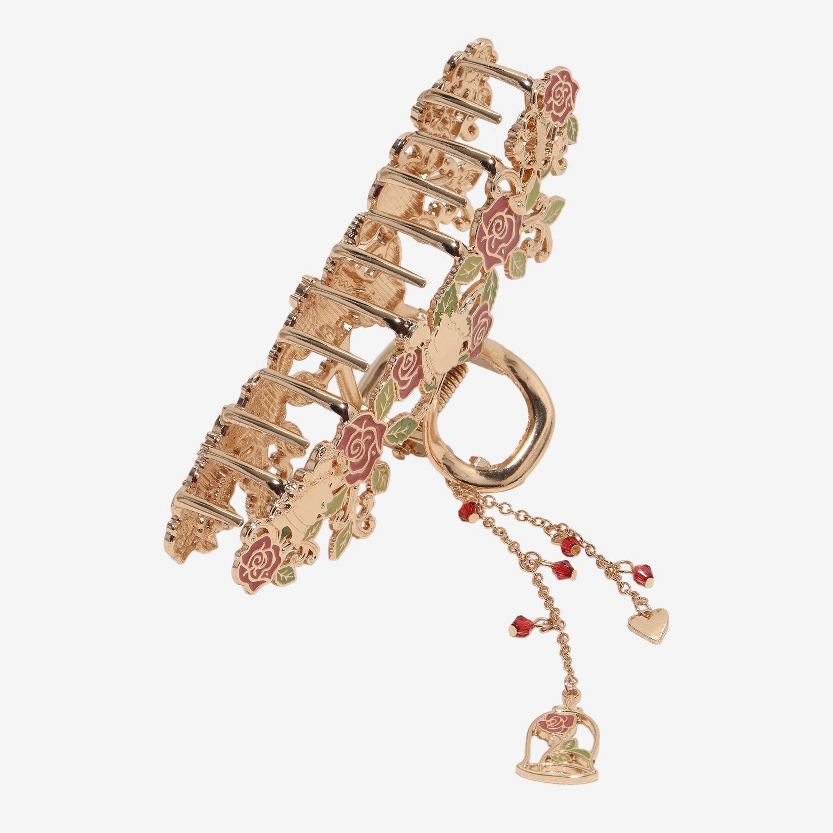 Pince crabe métallique La Belle et la Bête avec charms – vue arrière
