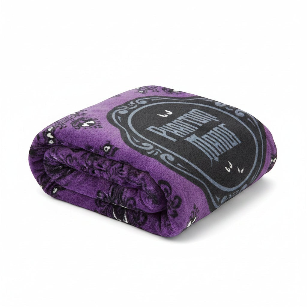 Plaid Phantom Manor violet et noir 130 × 160 cm – Disneyland Paris
