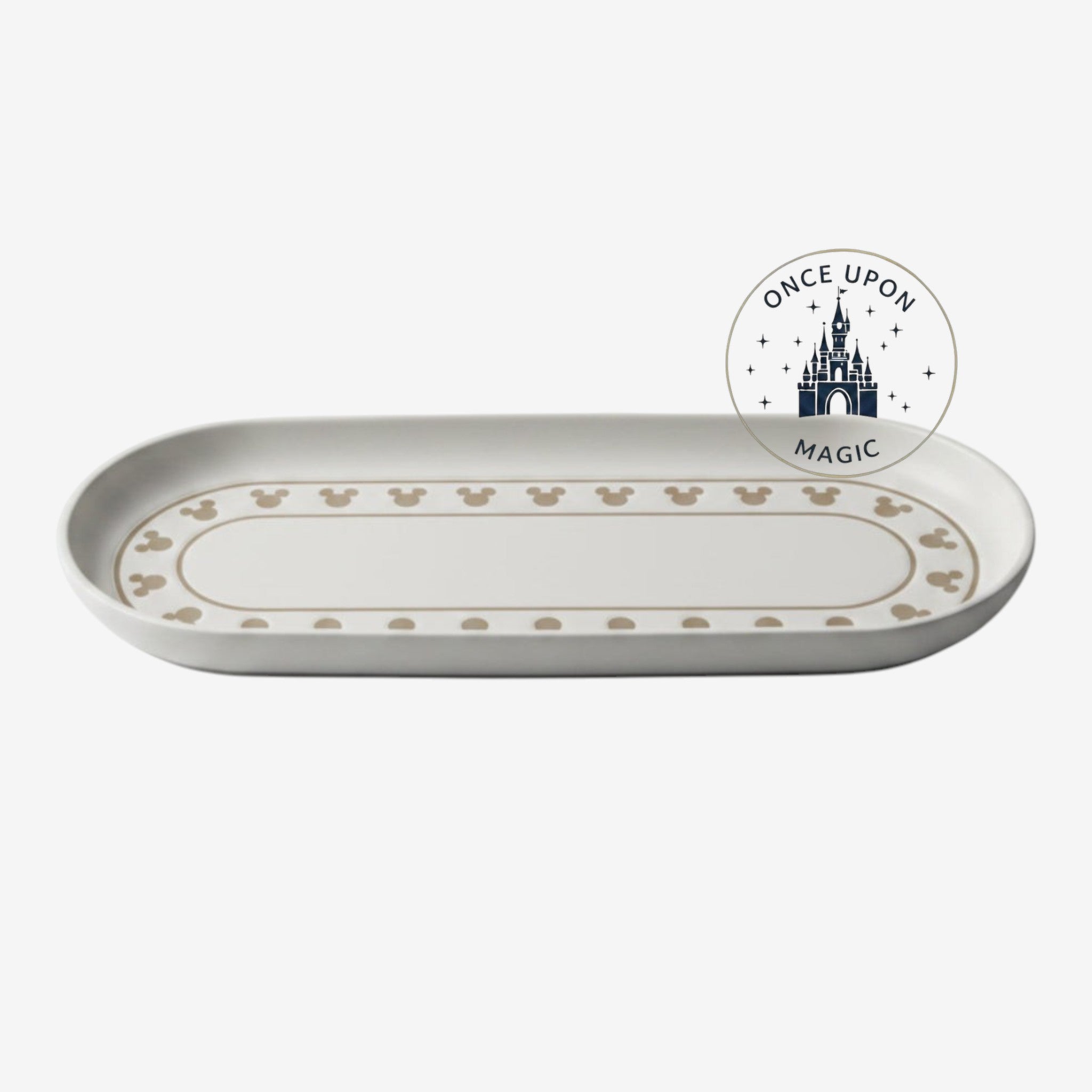 Plat ovale MK Haven Disneyland Paris avec frise de silhouettes Mickey