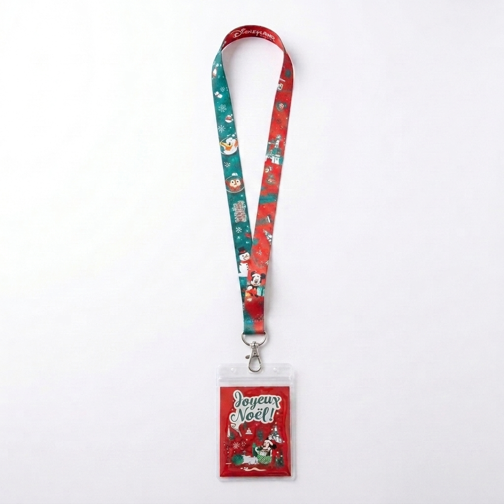Lanière de Noël Mickey et ses amis avec porte-badge - Disneyland Paris