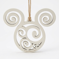 Ornement de Noël Tête Mickey blanche en bois – Disneyland Paris