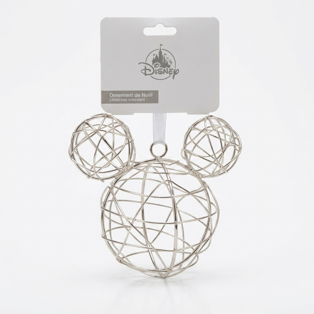 Ornement de Noël Tête Mickey en fil argenté – Disneyland Paris