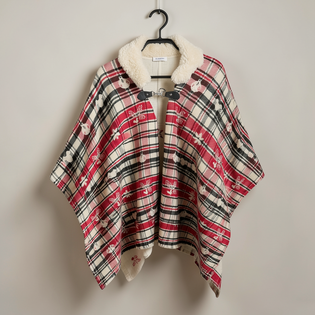 Poncho de Noël Disney à carreaux Disneyland Paris – photo studio