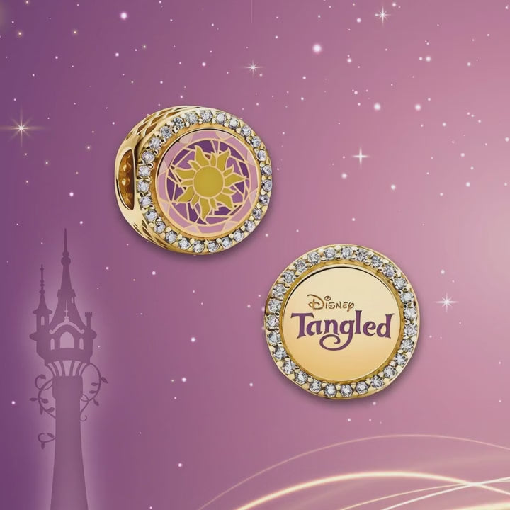 Charm Pandora Rapunzel Disney – Violett & Gold Blumenmuster Disneyland Paris