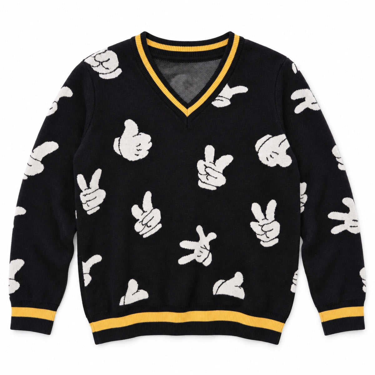 Pull noir à motifs mains de Mickey Mouse – Disney Glamour