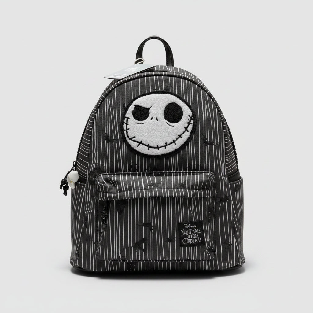 Sac à dos Disney Jack Skellington noir à rayures avec écusson bouclette