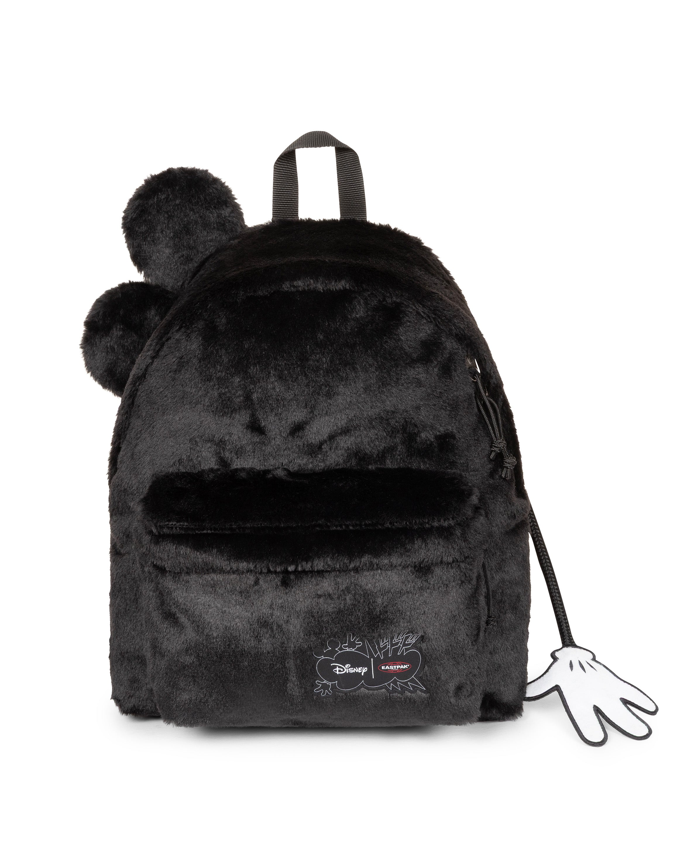 Sac à dos Mickey Disney x Eastpak noir effet peluche – vue de face
