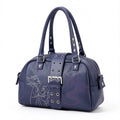 Violette Disney-Villains-Handtasche mit Malefiz und Drachen, Henkeln und Schnallen, Vorderansicht
