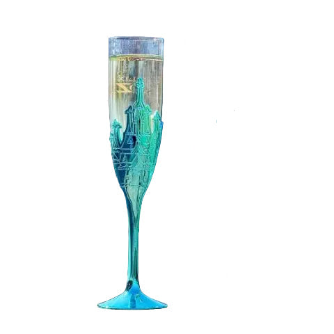 Set de deux flûtes collector turquoise avec le Château de Disneyland Paris