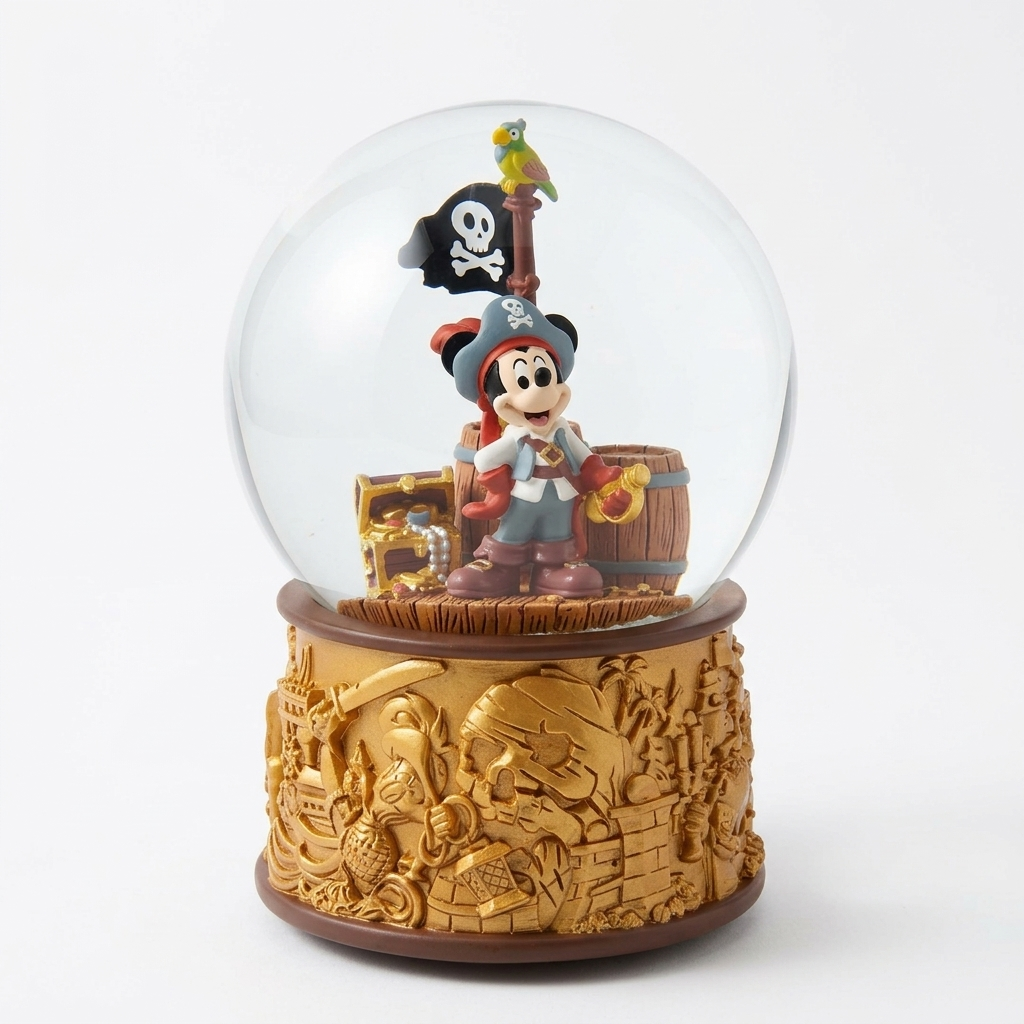 Snowglobe Mickey Mouse pirate – Disneyland Paris, photo studio de face