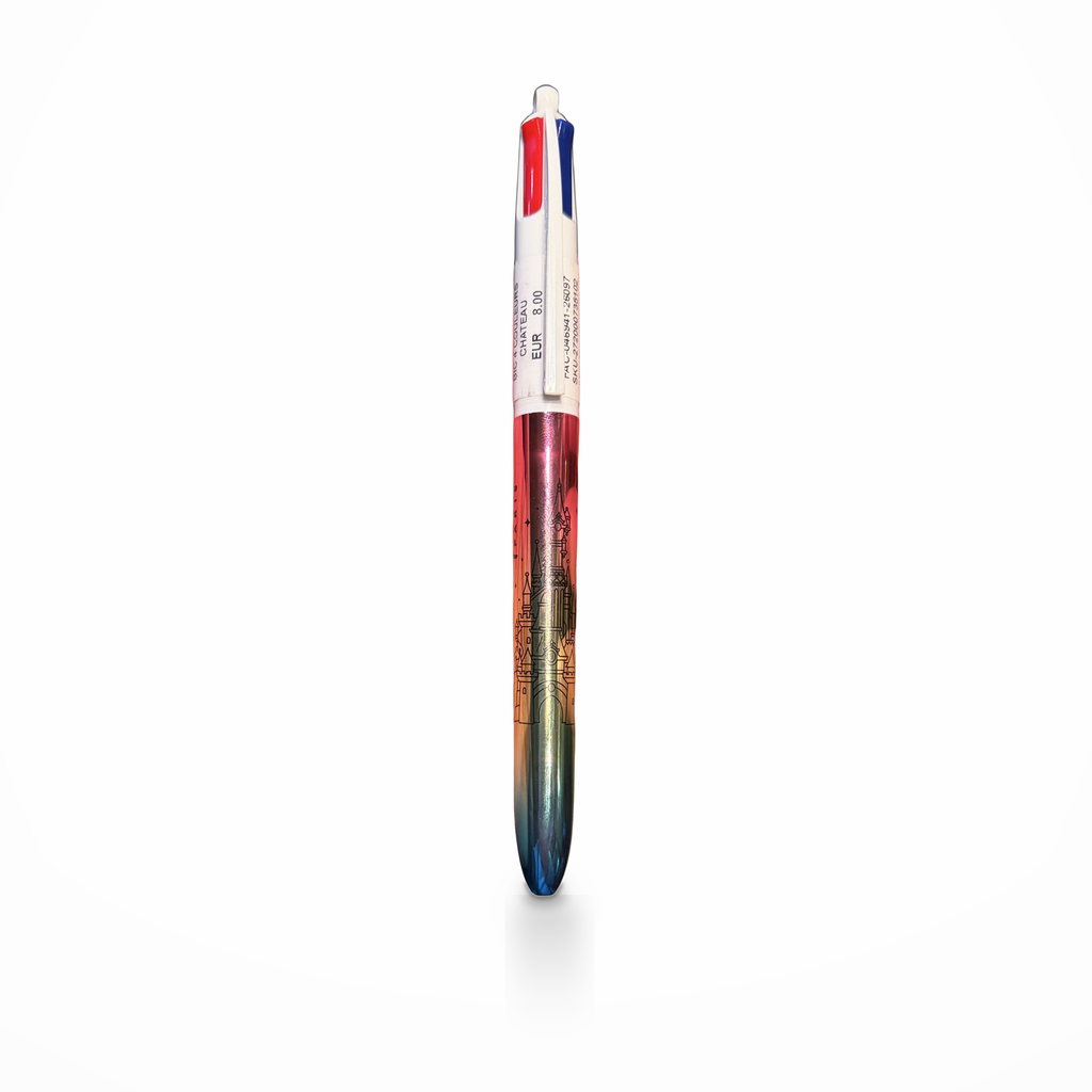Stylo BIC 4 Couleurs Disneyland Paris avec motif du Château sur fond blanc