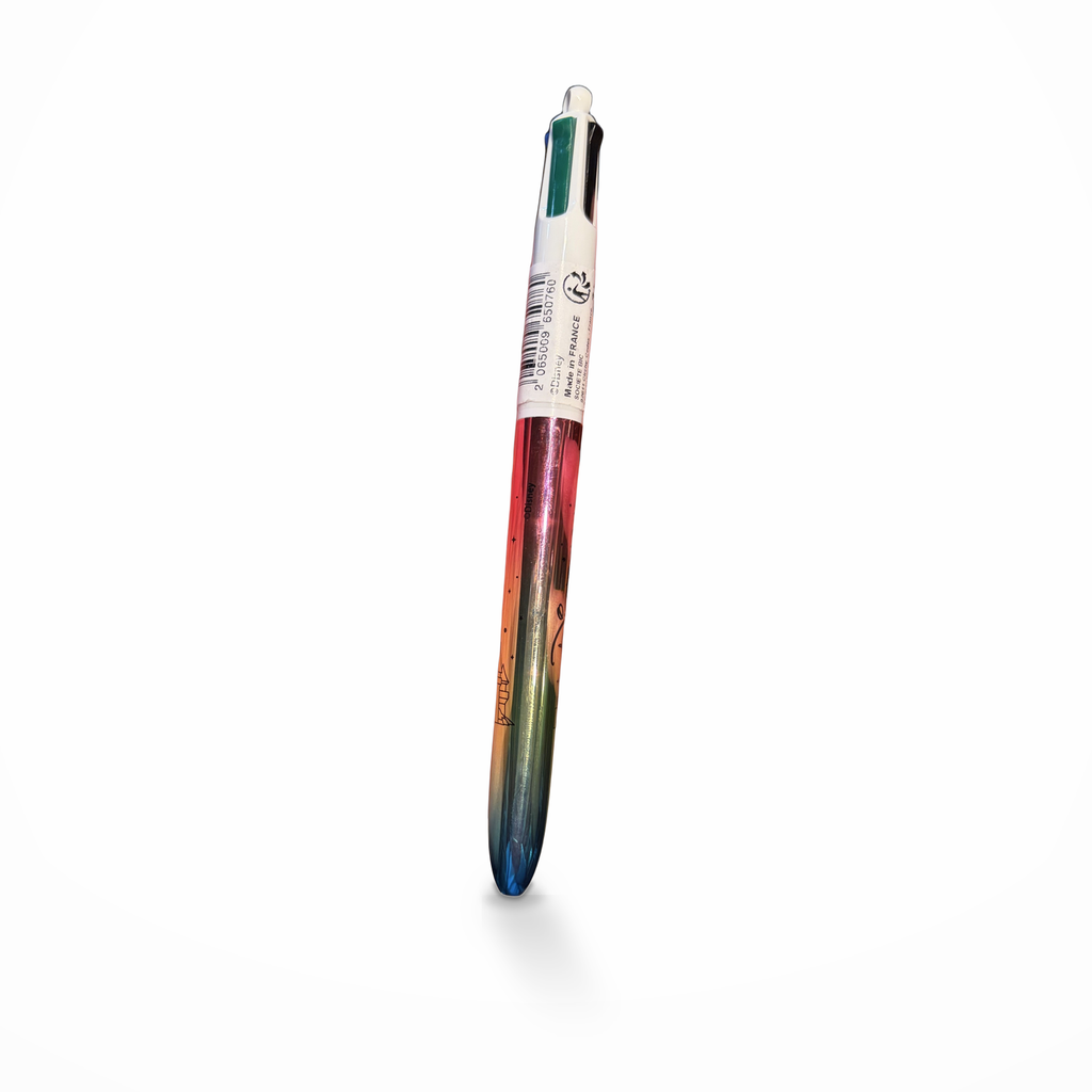Stylo BIC 4 Couleurs Château Disneyland Paris, vue de profil sur fond blanc