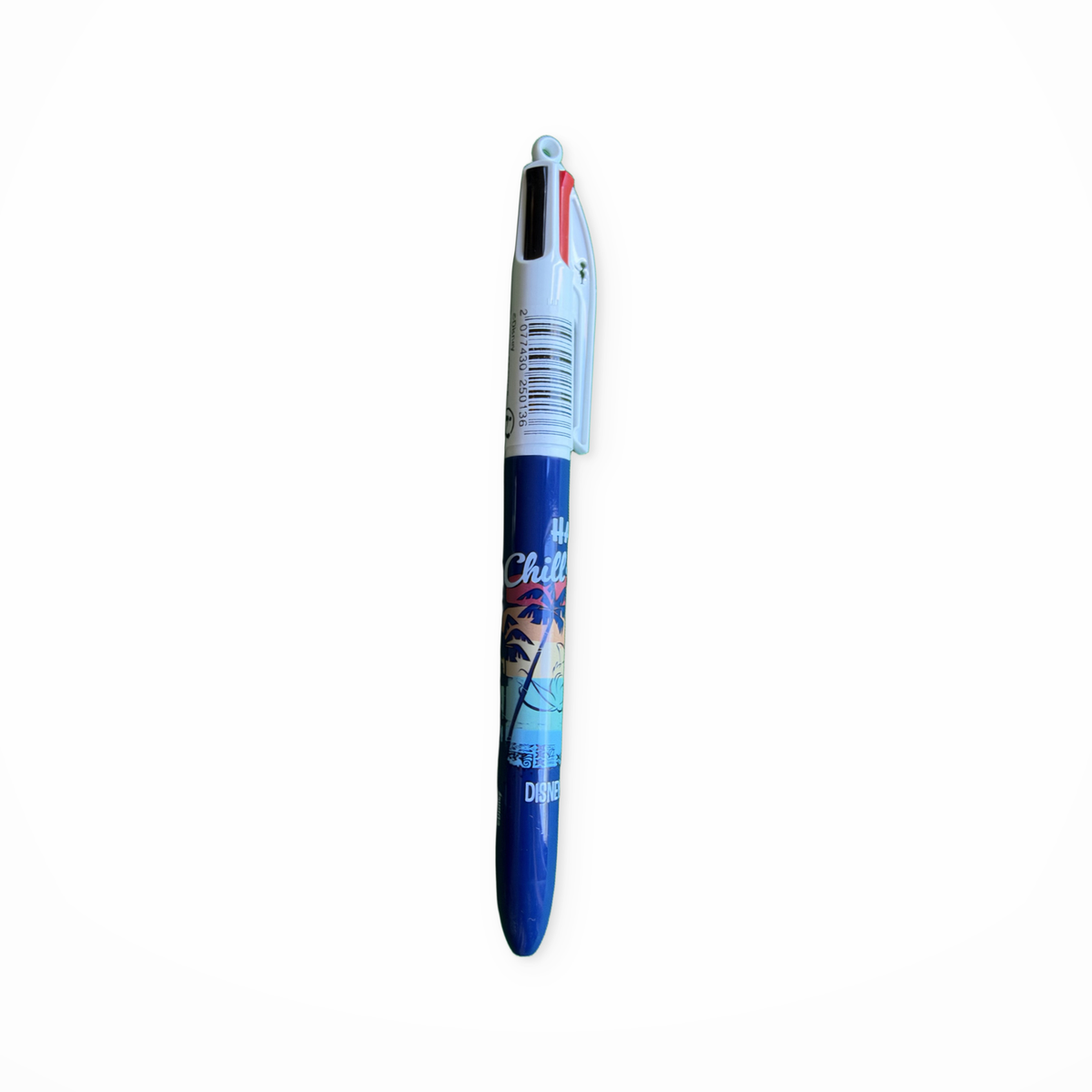 Stylo BIC 4 Couleurs Stitch Street – vue du code-barres sur fond blanc