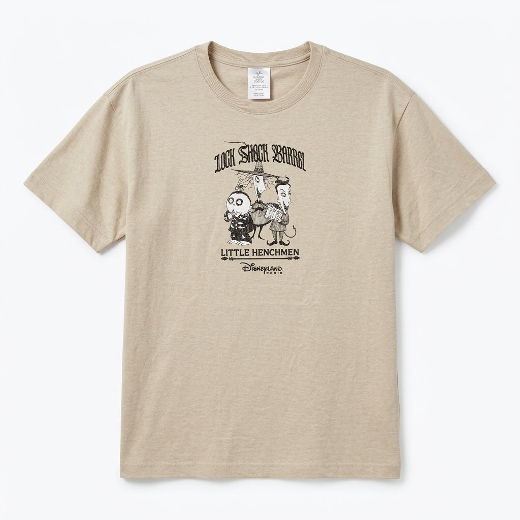 T-shirt beige chiné Lock, Shock et Barrel « Little Henchmen » Disneyland Paris – vue de face sur fond blanc