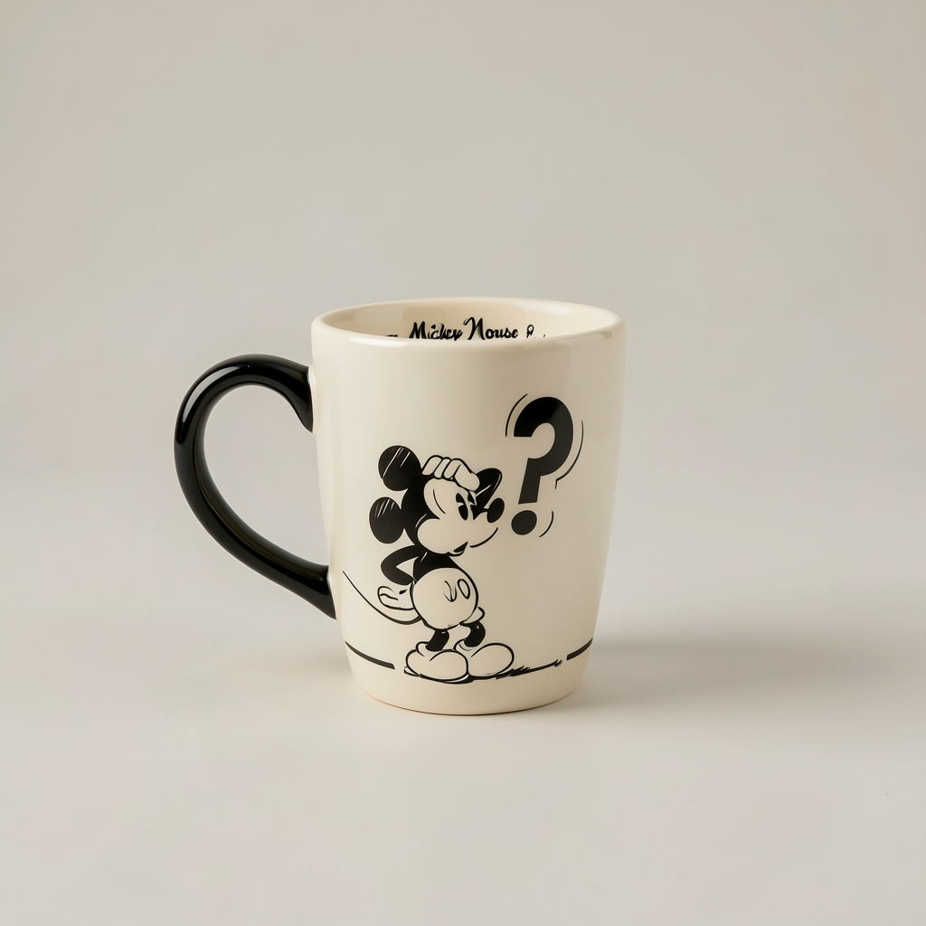 Tasse BD Mickey côté point d’interrogation – photo studio