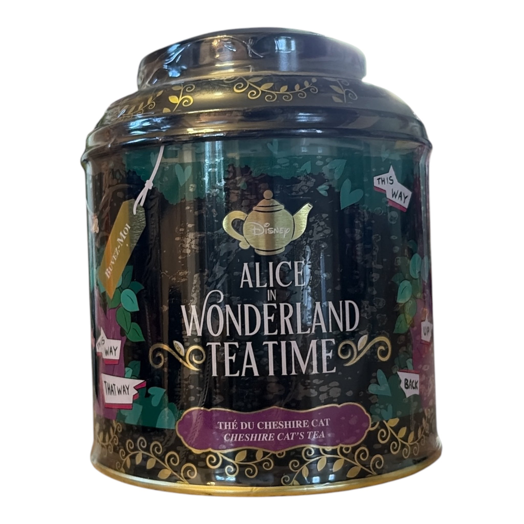 Boîte de thé Cheshire Cat Alice in Wonderland Tea Time Disneyland Paris