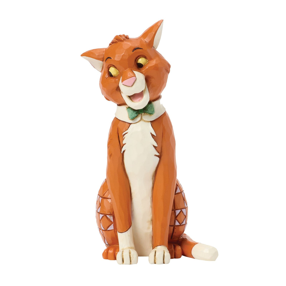 Figurine Thomas O’Malley Jim Shore, chat roux assis avec collier vert, vue de face