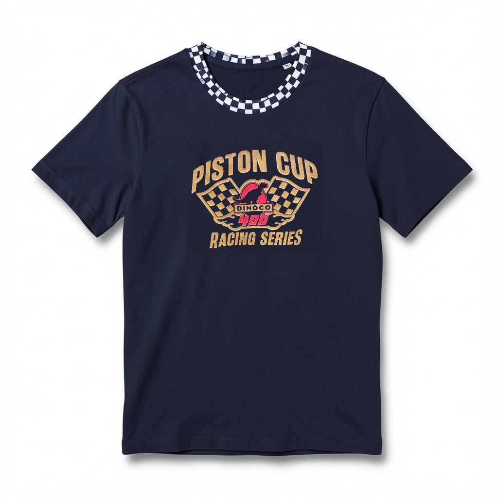 T-shirt Cars Piston Cup Dinoco 400 bleu marine – Disneyland Paris, vue de face