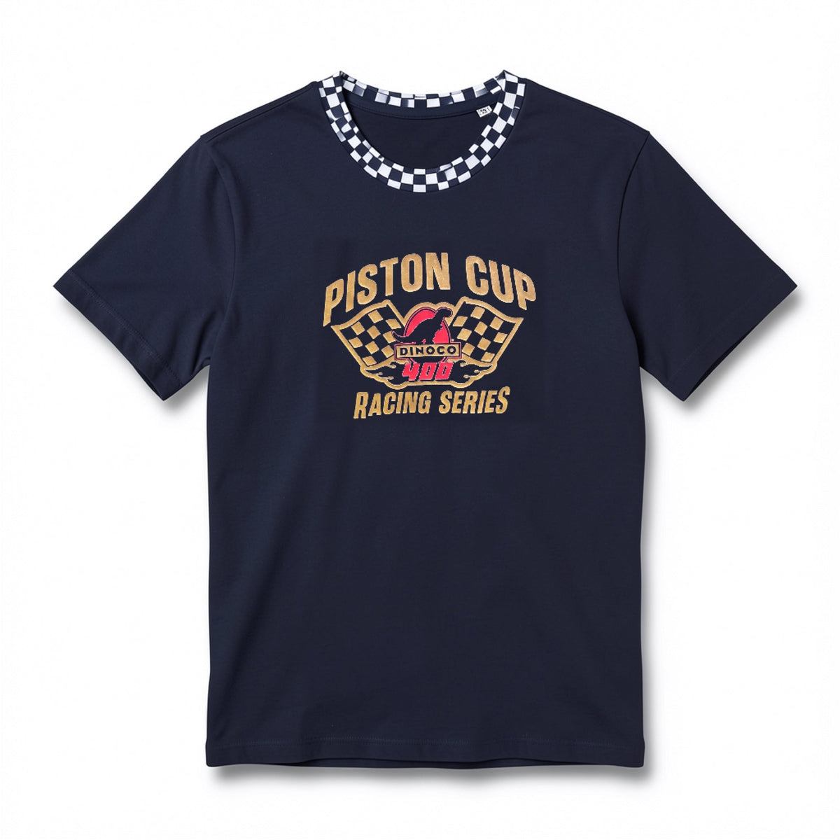 T-shirt Cars Piston Cup Dinoco 400 bleu marine – Disneyland Paris, vue de face
