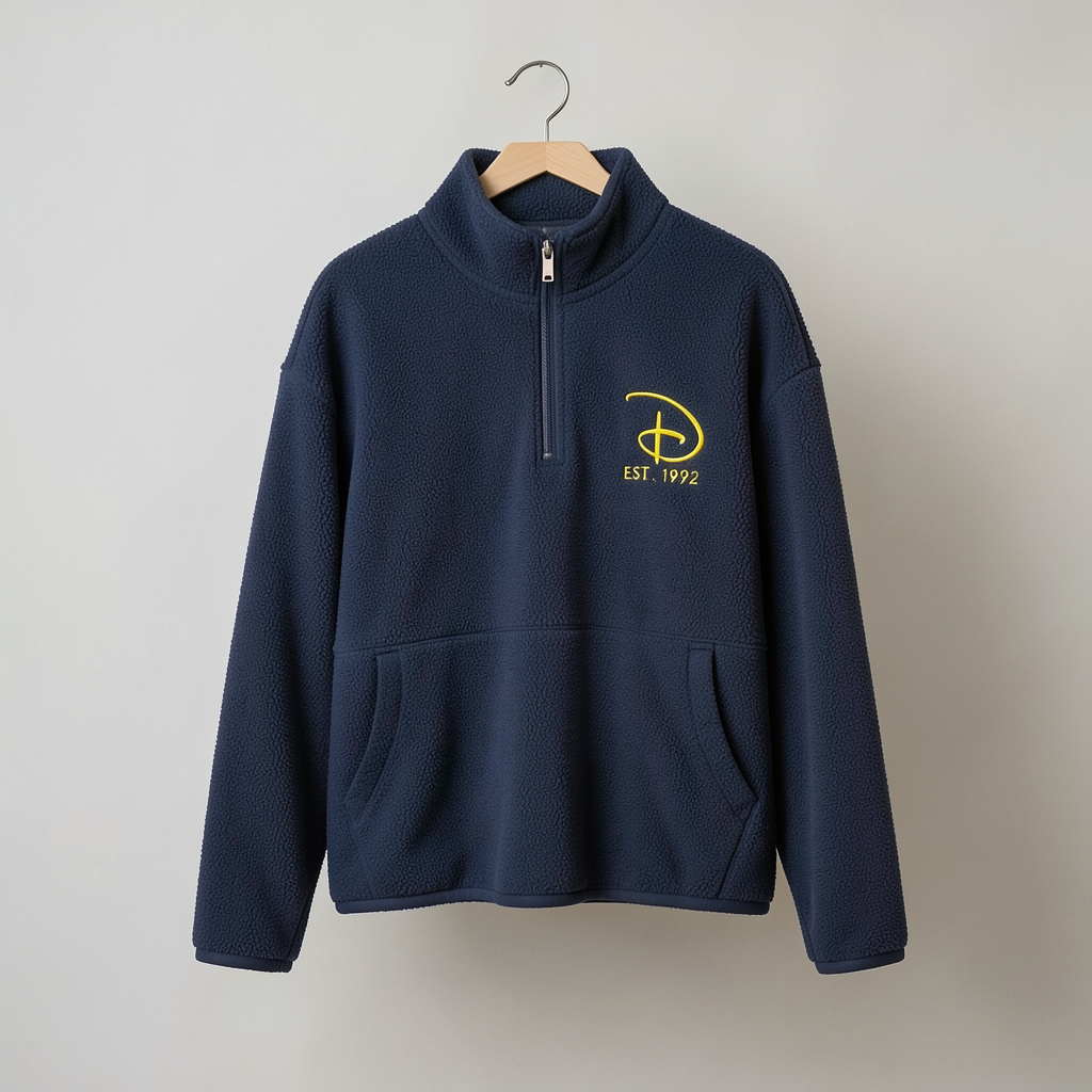 Veste polaire Donald Disneyland Paris – vue de face demi-zip en studio