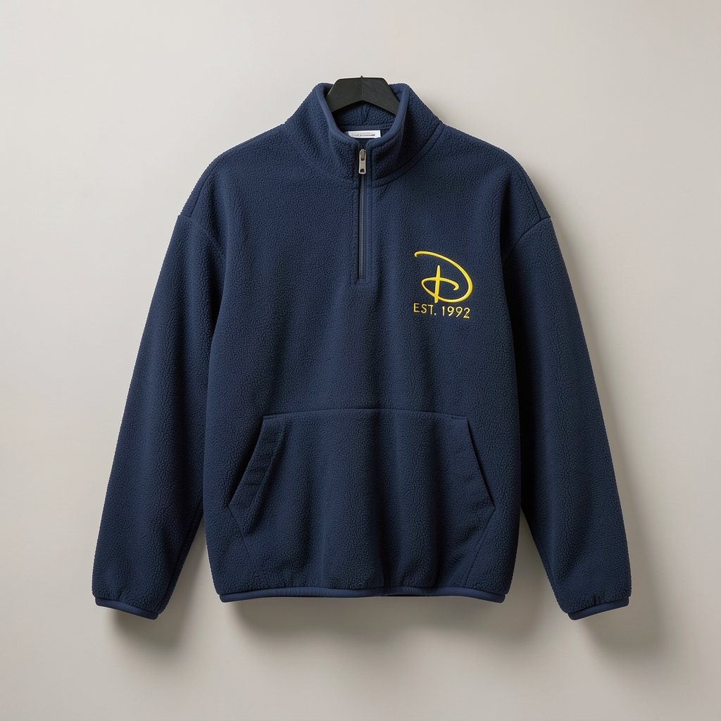 Veste polaire Donald Disneyland Paris – vue de face demi-zip en studio