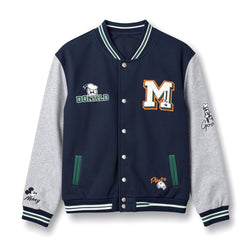 Veste teddy Mickey & Friends bleu marine et gris, motifs Donald, Mickey, Dingo et Pluto – vue de face