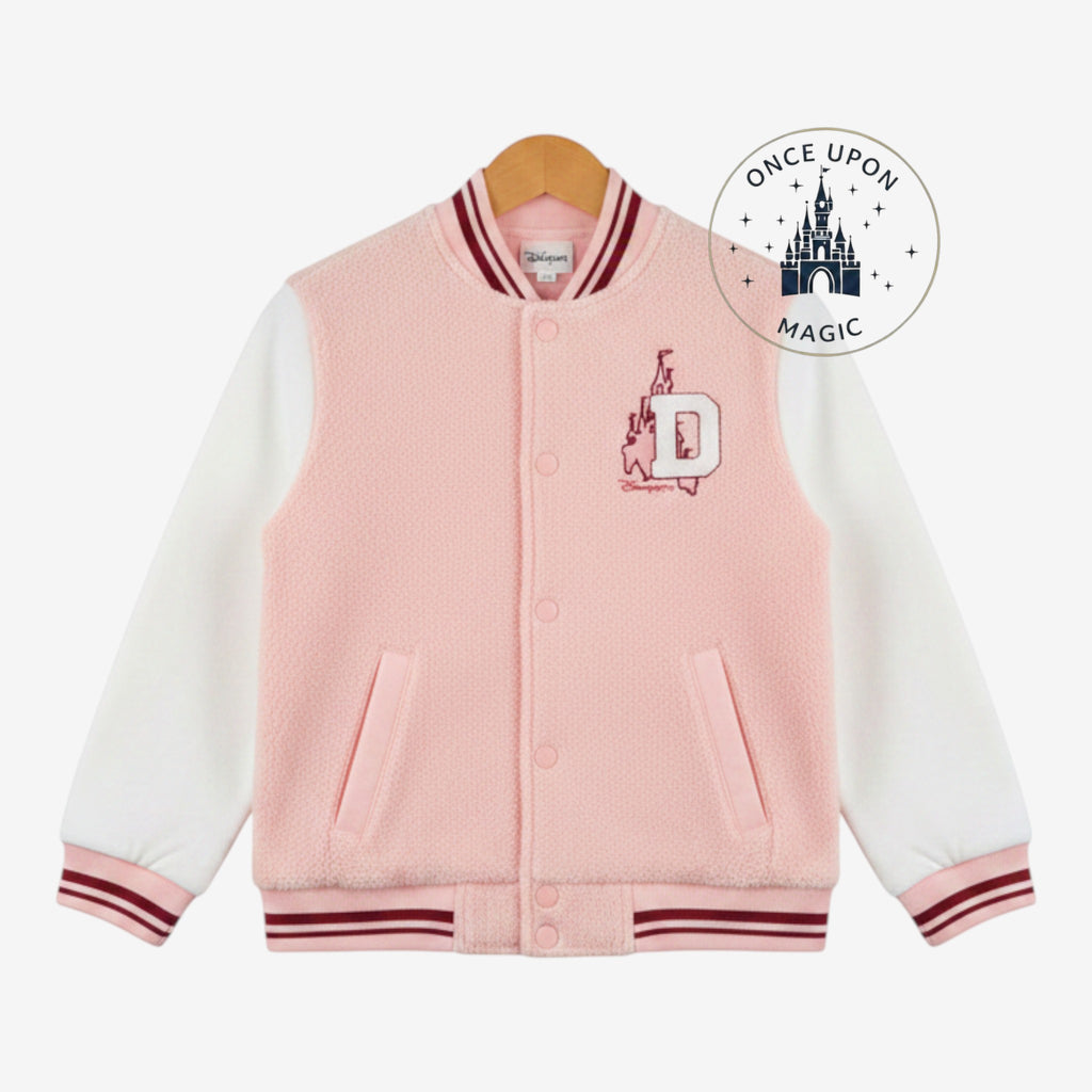 Veste teddy enfant Team Princess rose et blanche – vue de face