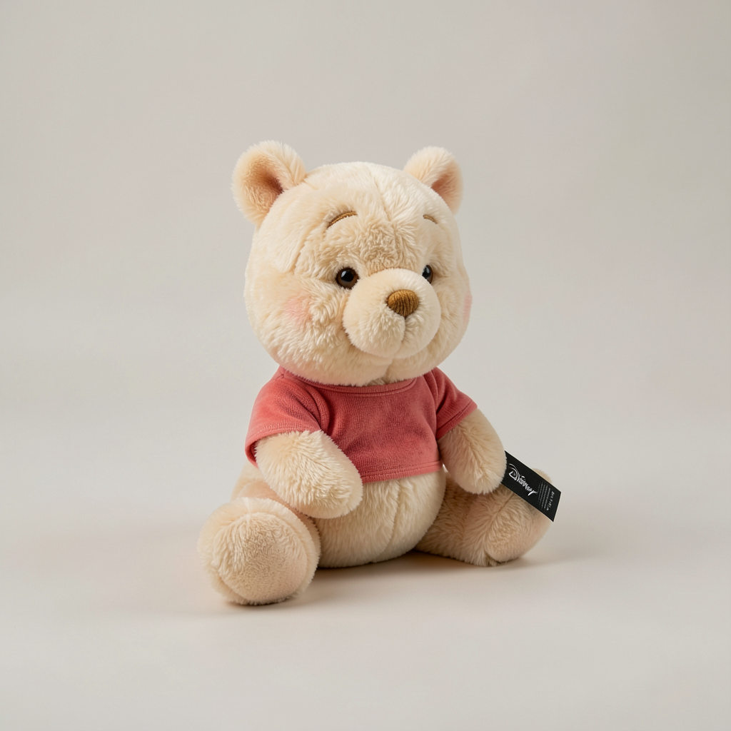 Peluche Winnie pastel vue trois-quarts – photo studio